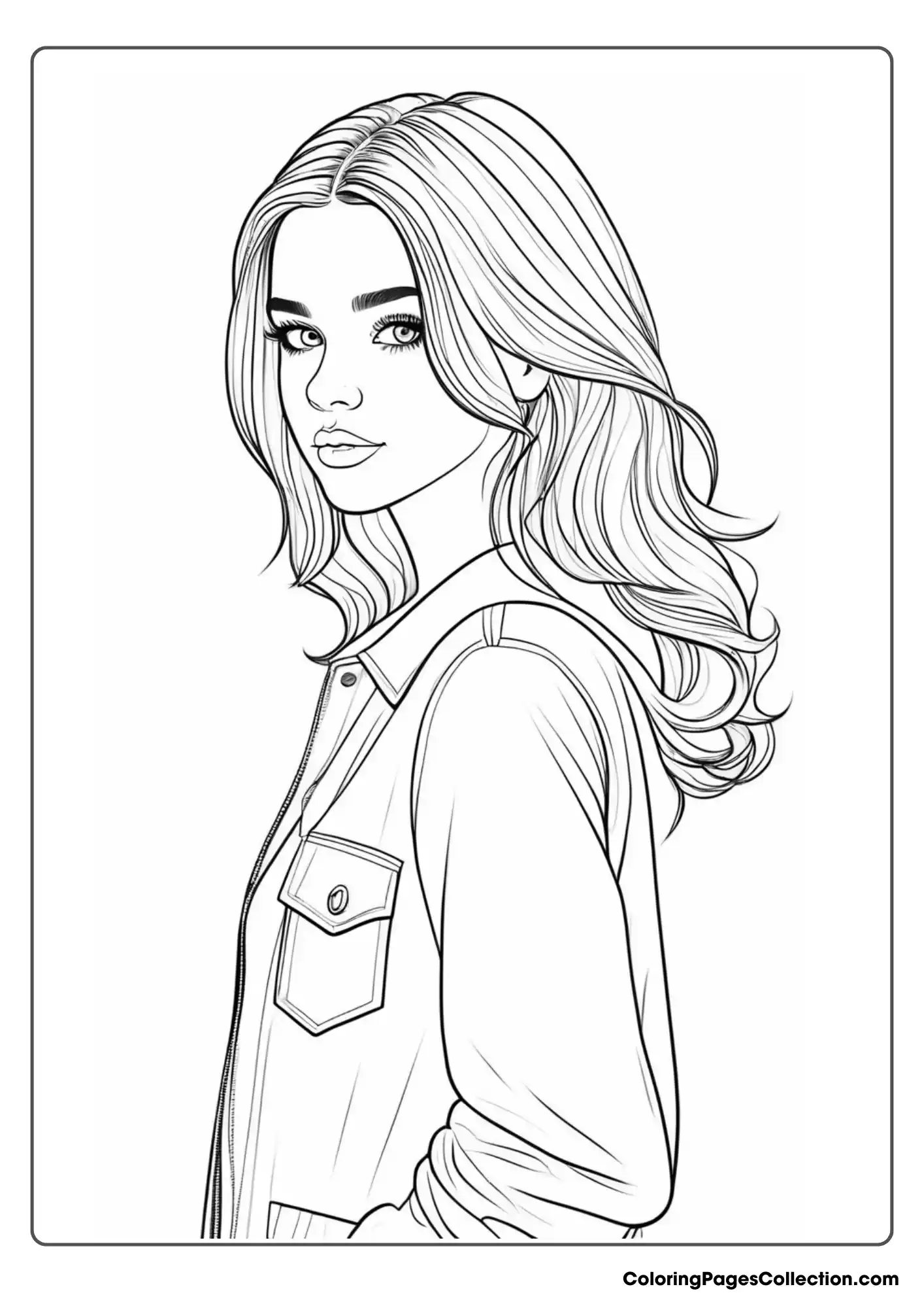 Coloring pages for teens, Beautiful Realistic Girl Coloring Page