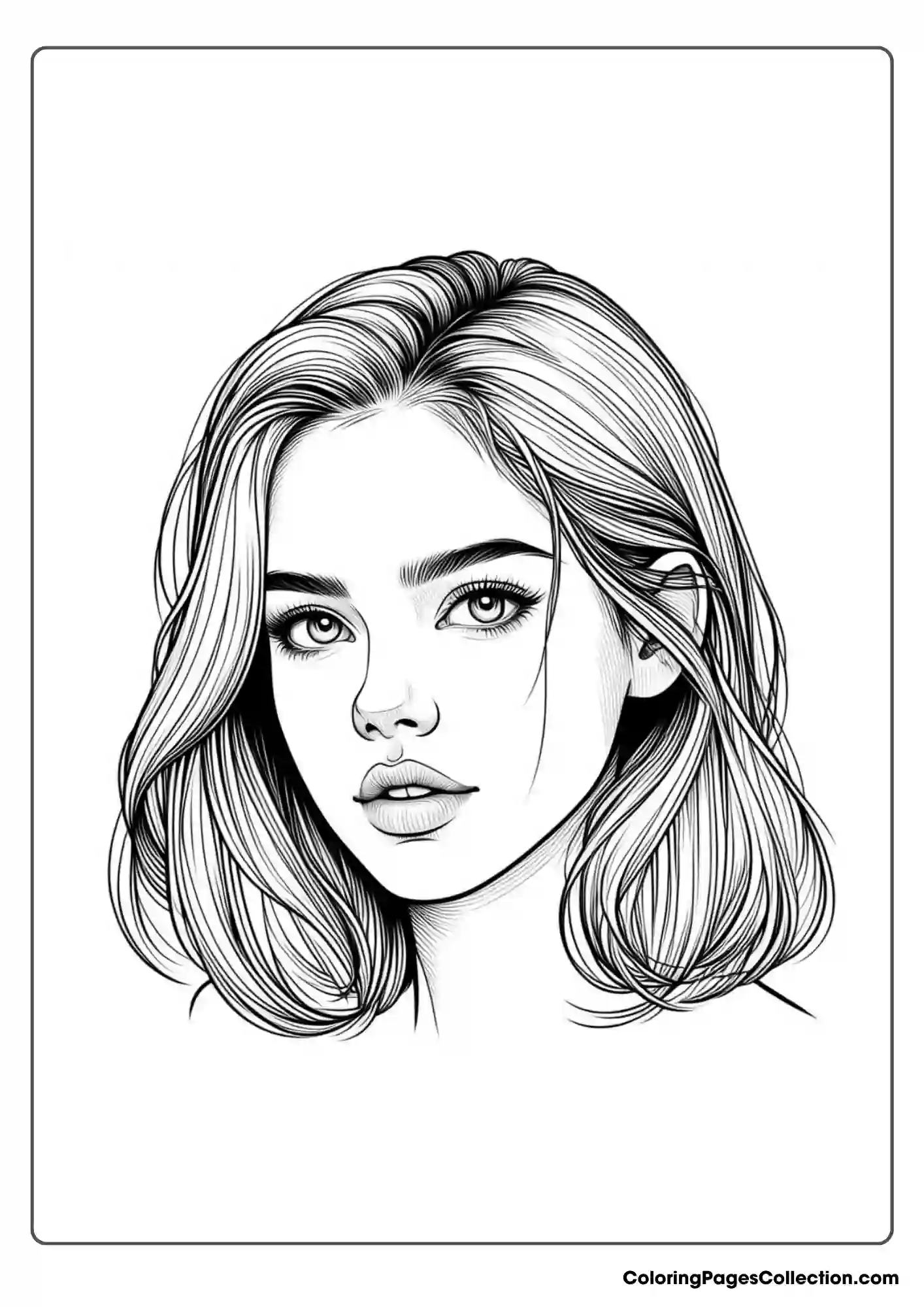 Face Realistic Girl Coloring Pages