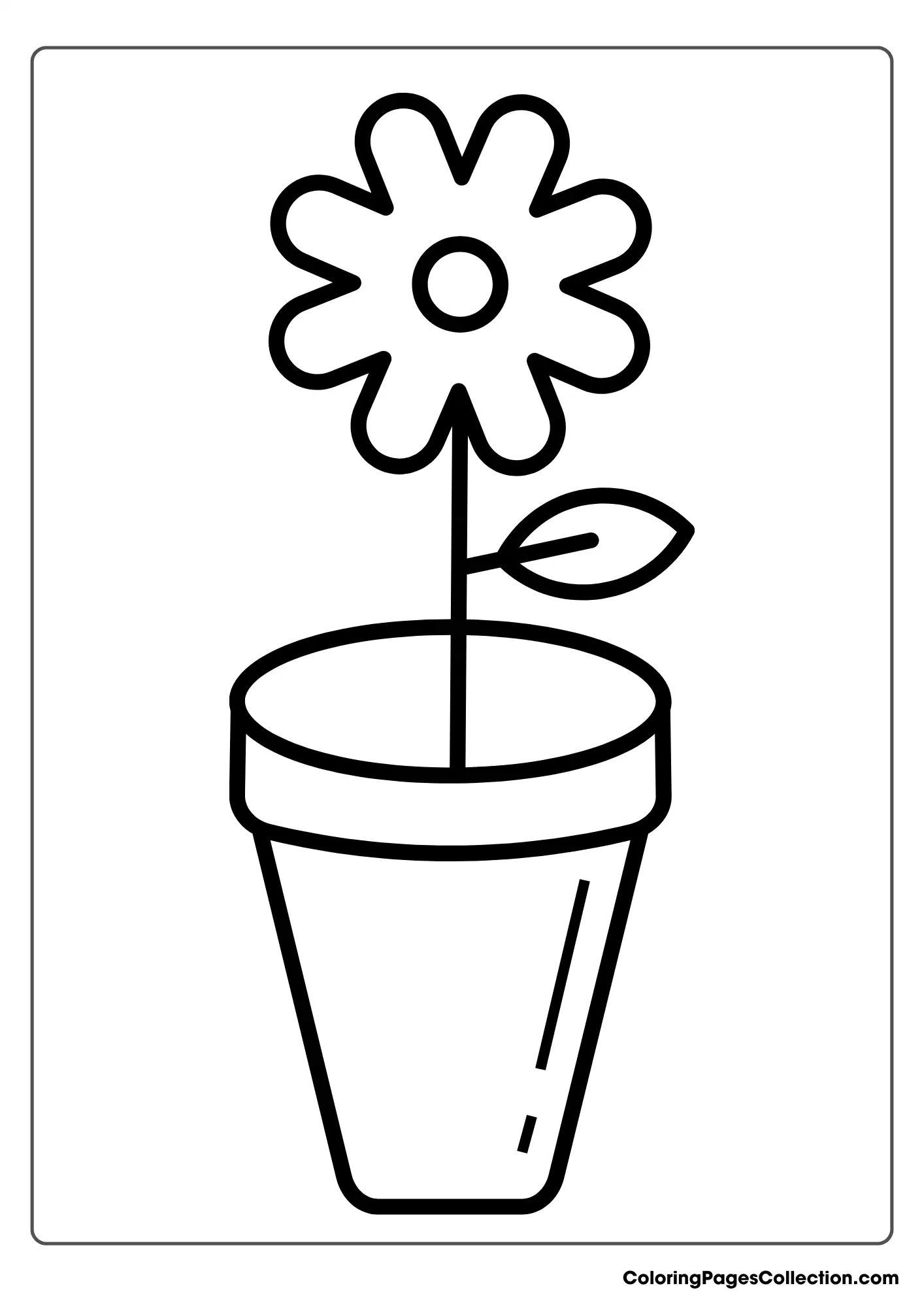 A Flower Pot With A Flower In It Coloring Page