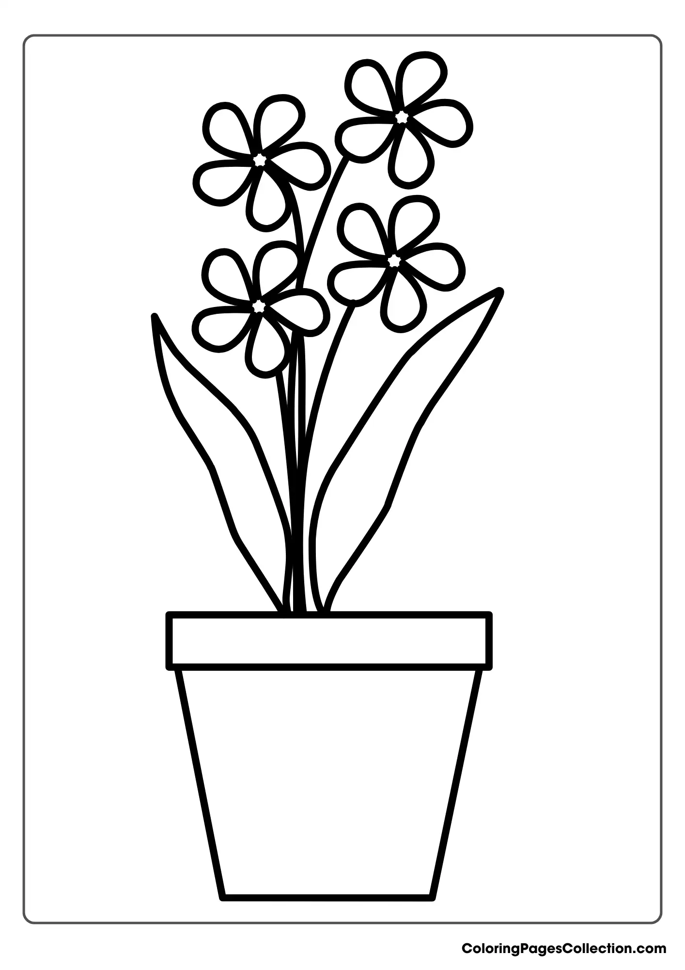 A Flower Pot With Flowers In It Coloring Page