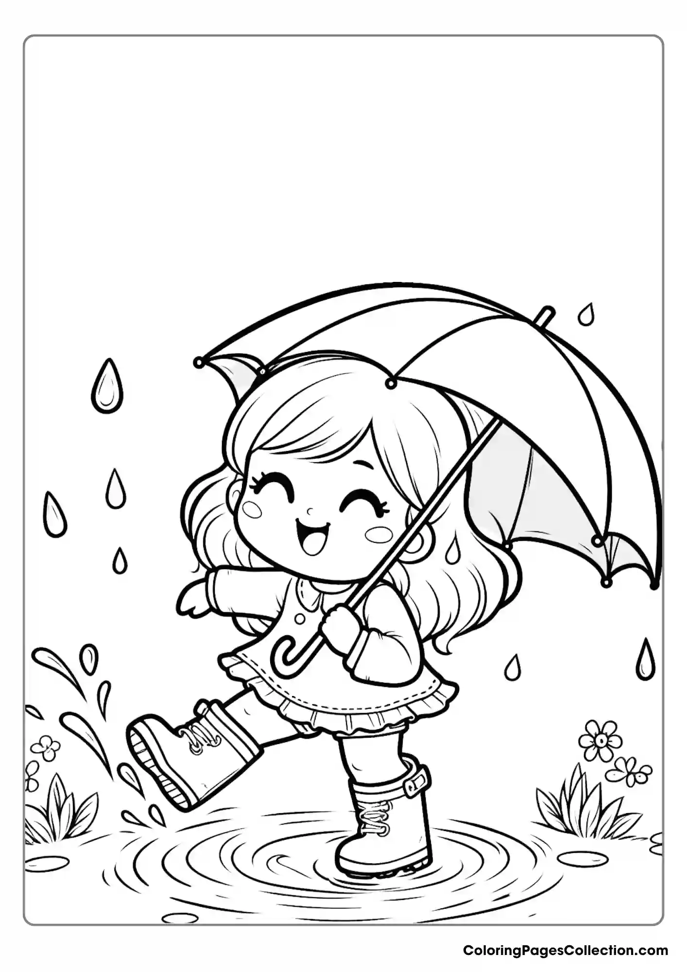 Little Girl Holding An Umbrella