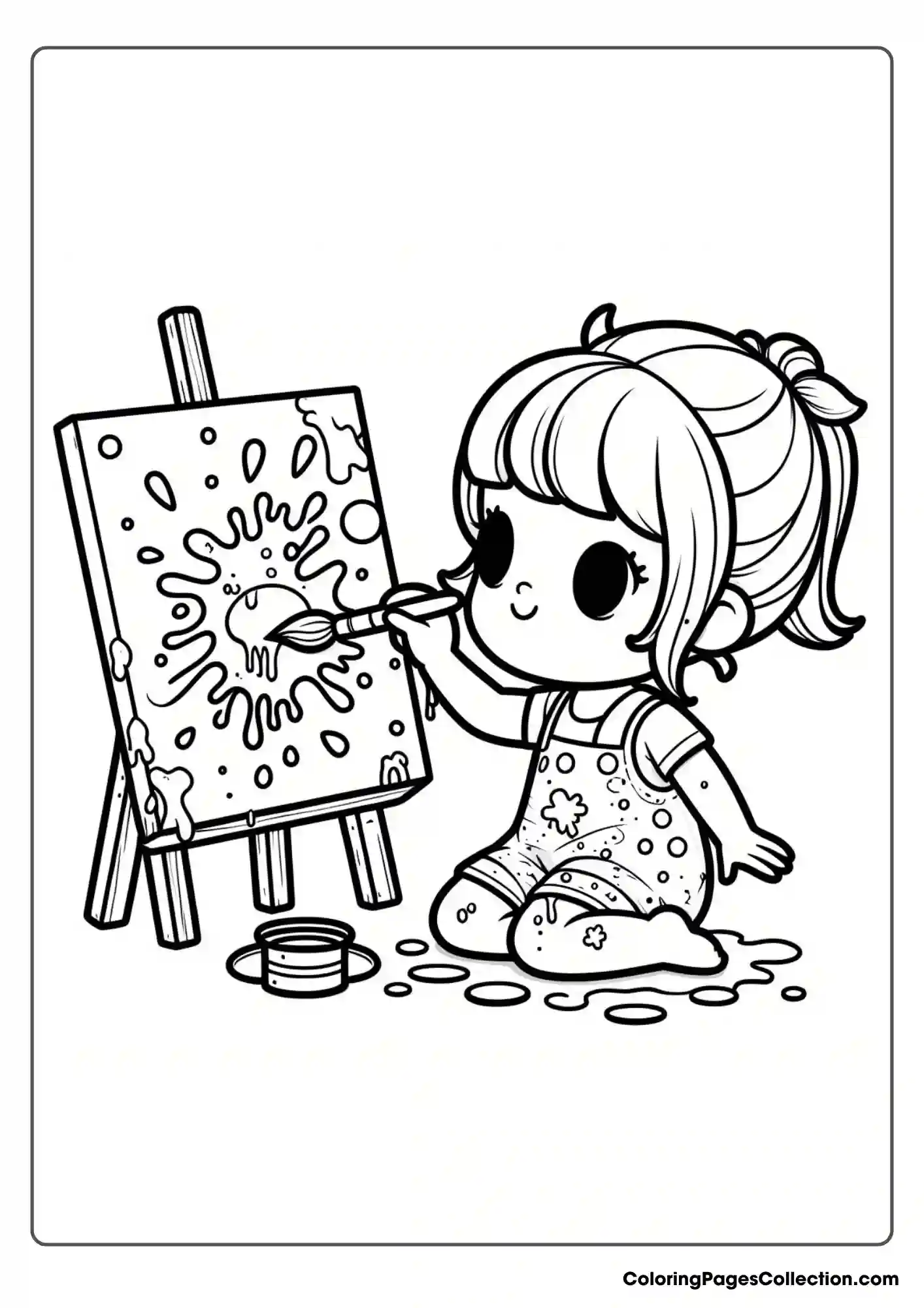 Child Painting On Canvas