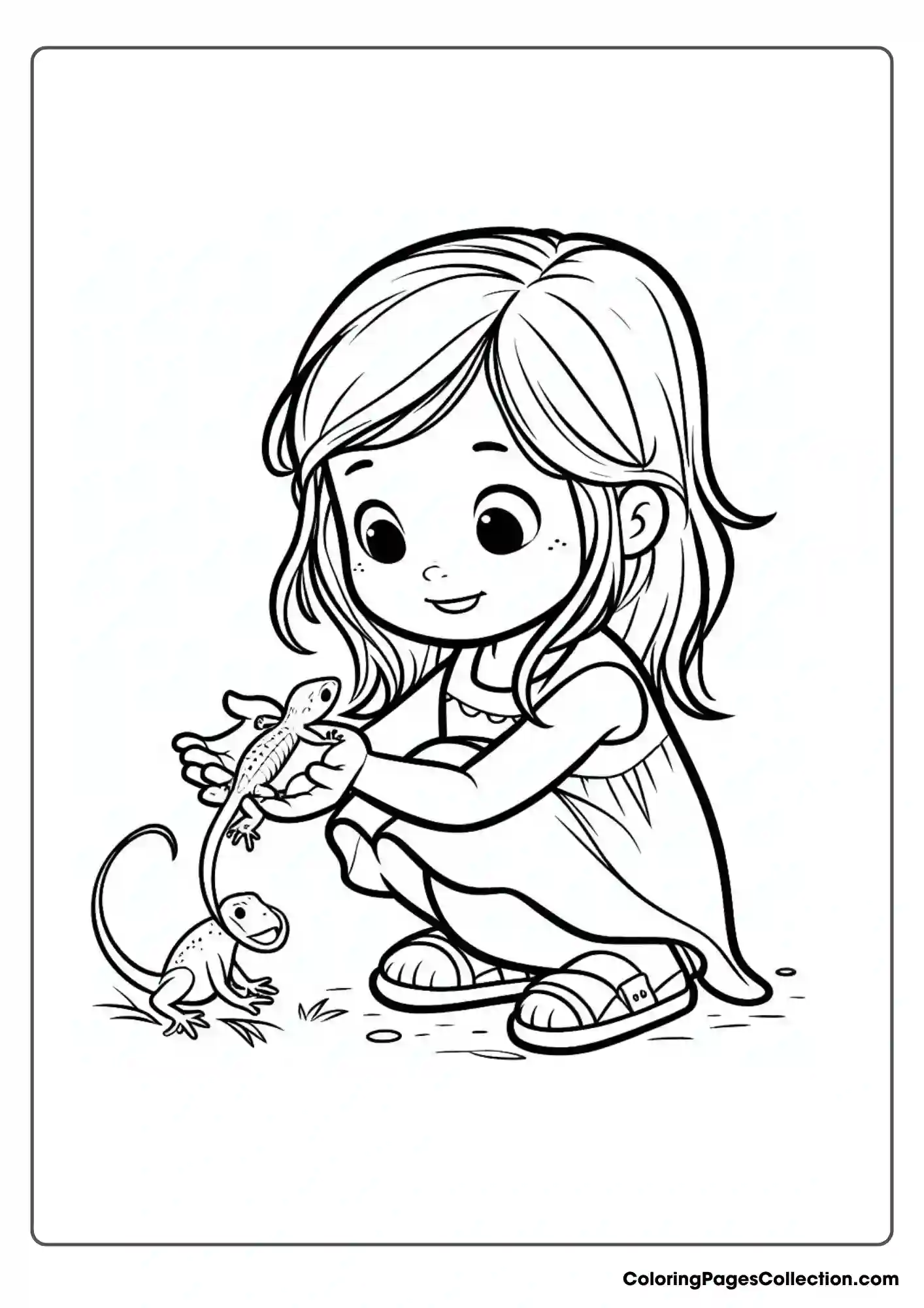 Little Girl With Two Lizards
